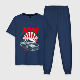 Мужская пижама хлопок с принтом JDM   Honda   Japan в Кировске, 100% хлопок | брюки и футболка прямого кроя, без карманов, на брюках мягкая резинка на поясе и по низу штанин
 | car | honda | japan | jdm | style | автомобиль | стиль | хонда | япония