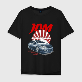 Мужская футболка хлопок Oversize с принтом JDM   Honda   Japan в Курске, 100% хлопок | свободный крой, круглый ворот, “спинка” длиннее передней части | car | honda | japan | jdm | style | автомобиль | стиль | хонда | япония