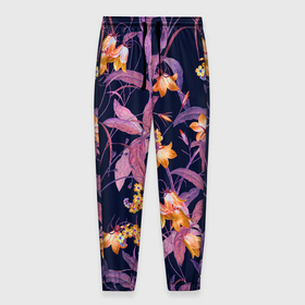 Мужские брюки 3D с принтом Цветы Колокольчики в Белгороде, 100% полиэстер | манжеты по низу, эластичный пояс регулируется шнурком, по бокам два кармана без застежек, внутренняя часть кармана из мелкой сетки | flowers | природа | растение | флора | цветы