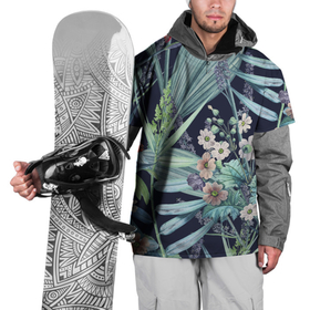Накидка на куртку 3D с принтом Цветы Синие Ботанические , 100% полиэстер |  | Тематика изображения на принте: flowers | природа | растение | флора | цветы