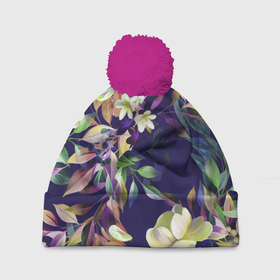 Шапка 3D c помпоном с принтом Цветы Красочный Букет , 100% полиэстер | универсальный размер, печать по всей поверхности изделия | flowers | природа | растение | флора | цветы
