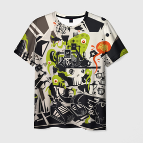 Мужская футболка 3D с принтом Cyber pattern   Skull   Vanguard   Fashion в Белгороде, 100% полиэфир | прямой крой, круглый вырез горловины, длина до линии бедер | casual | cyber | fashion | pattern | skull | vanguard | авангард | мода | узор | череп