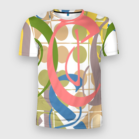 Мужская футболка 3D Slim с принтом Абстрактный,цветной,графический рисунок.Abstraction. в Рязани, 100% полиэстер с улучшенными характеристиками | приталенный силуэт, круглая горловина, широкие плечи, сужается к линии бедра | abstract | abstraction | абстракт | абстрактная графика | абстрактный | абстрактный рисунок | абстрактный узор | абстракция