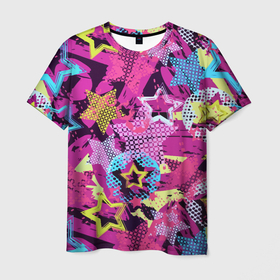 Мужская футболка 3D с принтом Star Colorful Pattern   Fashion   Neon в Новосибирске, 100% полиэфир | прямой крой, круглый вырез горловины, длина до линии бедер | color | fashion | neon | star | звезда | мода | неон | цвет