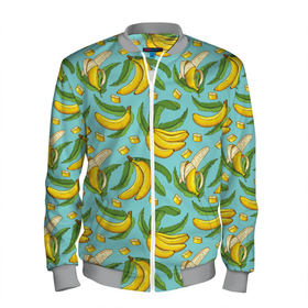 Мужской бомбер 3D с принтом Banana pattern   Summer   Fashion 2022 , 100% полиэстер | застегивается на молнию, по бокам два кармана без застежек, по низу бомбера и на воротнике - эластичная резинка | banana | fashion | pattern | summer | банан | лето | мода | узор