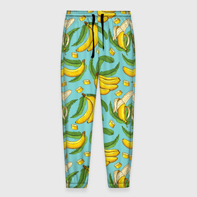 Мужские брюки 3D с принтом Banana pattern   Summer   Fashion 2022 , 100% полиэстер | манжеты по низу, эластичный пояс регулируется шнурком, по бокам два кармана без застежек, внутренняя часть кармана из мелкой сетки | Тематика изображения на принте: banana | fashion | pattern | summer | банан | лето | мода | узор