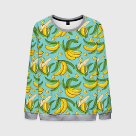 Мужской свитшот 3D с принтом Banana pattern   Summer   Fashion 2022 , 100% полиэстер с мягким внутренним слоем | круглый вырез горловины, мягкая резинка на манжетах и поясе, свободная посадка по фигуре | banana | fashion | pattern | summer | банан | лето | мода | узор