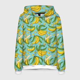 Мужская толстовка 3D с принтом Banana pattern   Summer   Fashion 2022 , 100% полиэстер | двухслойный капюшон со шнурком для регулировки, мягкие манжеты на рукавах и по низу толстовки, спереди карман-кенгуру с мягким внутренним слоем. | banana | fashion | pattern | summer | банан | лето | мода | узор