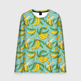 Мужской лонгслив 3D с принтом Banana pattern   Summer   Fashion 2022 , 100% полиэстер | длинные рукава, круглый вырез горловины, полуприлегающий силуэт | banana | fashion | pattern | summer | банан | лето | мода | узор