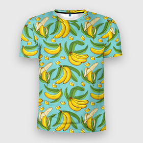 Мужская футболка 3D Slim с принтом Banana pattern   Summer   Fashion 2022 , 100% полиэстер с улучшенными характеристиками | приталенный силуэт, круглая горловина, широкие плечи, сужается к линии бедра | banana | fashion | pattern | summer | банан | лето | мода | узор