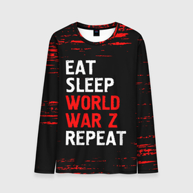 Мужской лонгслив 3D с принтом Eat Sleep World War Z Repeat   Краска , 100% полиэстер | длинные рукава, круглый вырез горловины, полуприлегающий силуэт | eat sleep world war z repeat | logo | paint | war z | world | брызги | вар | война | ворлд | зет | игра | игры | краска | лого | логотип | мировая | символ