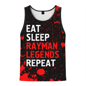 Мужская майка 3D с принтом Eat Sleep Rayman Legends Repeat + Брызги в Петрозаводске, 100% полиэстер | круглая горловина, приталенный силуэт, длина до линии бедра. Пройма и горловина окантованы тонкой бейкой | eat sleep rayman legends repeat | legends | logo | paint | rayman | брызги | игра | игры | краска | легенд | лого | логотип | райман | символ