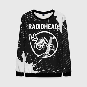 Мужской свитшот 3D с принтом Radiohead + КОТ + Краска в Новосибирске, 100% полиэстер с мягким внутренним слоем | круглый вырез горловины, мягкая резинка на манжетах и поясе, свободная посадка по фигуре | band | metal | paint | radiohead | rock | брызги | группа | кот | краска | радиохед | рок
