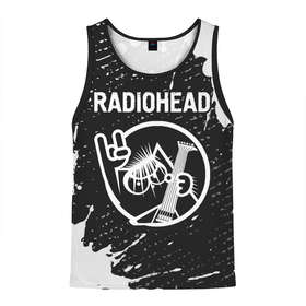 Мужская майка 3D с принтом Radiohead + КОТ + Краска в Белгороде, 100% полиэстер | круглая горловина, приталенный силуэт, длина до линии бедра. Пройма и горловина окантованы тонкой бейкой | band | metal | paint | radiohead | rock | брызги | группа | кот | краска | радиохед | рок