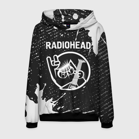 Мужская толстовка 3D с принтом Radiohead + КОТ + Краска в Курске, 100% полиэстер | двухслойный капюшон со шнурком для регулировки, мягкие манжеты на рукавах и по низу толстовки, спереди карман-кенгуру с мягким внутренним слоем. | band | metal | paint | radiohead | rock | брызги | группа | кот | краска | радиохед | рок
