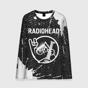 Мужской лонгслив 3D с принтом Radiohead + КОТ + Краска в Новосибирске, 100% полиэстер | длинные рукава, круглый вырез горловины, полуприлегающий силуэт | band | metal | paint | radiohead | rock | брызги | группа | кот | краска | радиохед | рок