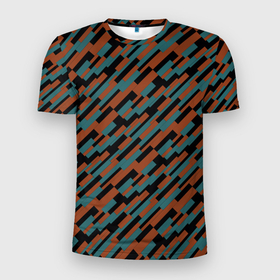 Мужская футболка 3D Slim с принтом Разноцветные прямоугольники абстракция , 100% полиэстер с улучшенными характеристиками | приталенный силуэт, круглая горловина, широкие плечи, сужается к линии бедра | Тематика изображения на принте: abstraction | rectangles | squares | абстракция | квадраты | линии | молодежный | оранжевый | прямоугольники | синий | современный | фигуры | черный