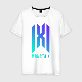 Мужская футболка хлопок с принтом monsta x неоновый логотип , 100% хлопок | прямой крой, круглый вырез горловины, длина до линии бедер, слегка спущенное плечо. | 1thek | dramarama | hallyu | hyungwon | idol | im | jooheon | joohoney | kihyun | kpop | minhyuk | monsta x | mv | shownu | teaser