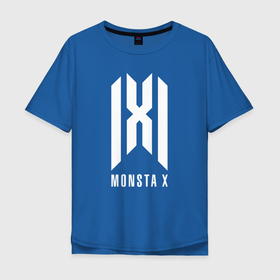 Мужская футболка хлопок Oversize с принтом monsta x logo в Тюмени, 100% хлопок | свободный крой, круглый ворот, “спинка” длиннее передней части | 1thek | dramarama | hallyu | hyungwon | idol | im | jooheon | joohoney | kihyun | kpop | minhyuk | monsta x | mv | shownu | teaser