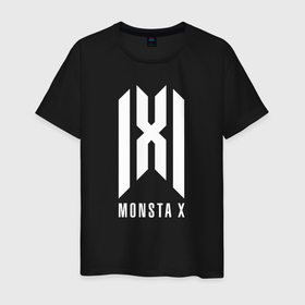 Мужская футболка хлопок с принтом monsta x logo , 100% хлопок | прямой крой, круглый вырез горловины, длина до линии бедер, слегка спущенное плечо. | 1thek | dramarama | hallyu | hyungwon | idol | im | jooheon | joohoney | kihyun | kpop | minhyuk | monsta x | mv | shownu | teaser