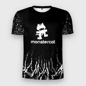 Мужская футболка 3D Slim с принтом monstercat. в Петрозаводске, 100% полиэстер с улучшенными характеристиками | приталенный силуэт, круглая горловина, широкие плечи, сужается к линии бедра | dance | edm | electronic | melodic | monstercat | monstercat  dnb | monstercat uncaged | music | new