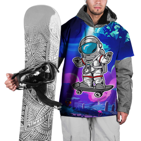 Накидка на куртку 3D с принтом Космонавт - скейтер в Кировске, 100% полиэстер |  | астронавт | космонавт | космос | скейт | скейтер