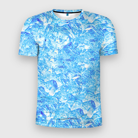 Мужская футболка 3D Slim с принтом Сапфировые Кубики Льда , 100% полиэстер с улучшенными характеристиками | приталенный силуэт, круглая горловина, широкие плечи, сужается к линии бедра | cubes | ice | ice cubes | icecubes | кубики | кубики льда | кубикильда | лёд