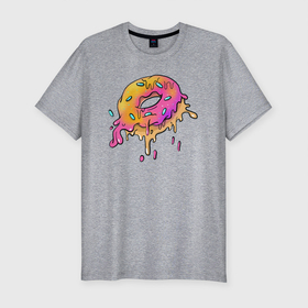 Мужская футболка хлопок Slim с принтом Цветной пончик в Белгороде, 92% хлопок, 8% лайкра | приталенный силуэт, круглый вырез ворота, длина до линии бедра, короткий рукав | Тематика изображения на принте: colour | donut | донат | пончик | цветной | яркий