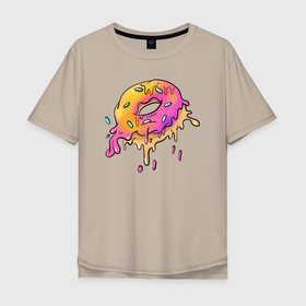 Мужская футболка хлопок Oversize с принтом Цветной пончик в Санкт-Петербурге, 100% хлопок | свободный крой, круглый ворот, “спинка” длиннее передней части | colour | donut | донат | пончик | цветной | яркий