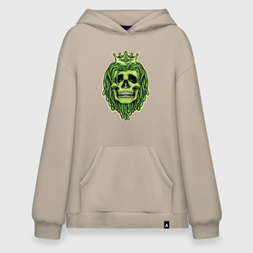 Худи SuperOversize хлопок с принтом Green Skull , 70% хлопок, 30% полиэстер, мягкий начес внутри | карман-кенгуру, эластичная резинка на манжетах и по нижней кромке, двухслойный капюшон
 | death | devil | horror | reggae | skull | демон | дьявол | зло | зомби | призрак | регги | скелет | хоррор | хэллоуин | череп