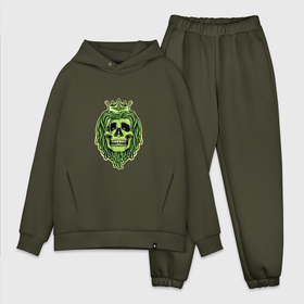 Мужской костюм хлопок OVERSIZE с принтом Green Skull в Тюмени,  |  | death | devil | horror | reggae | skull | демон | дьявол | зло | зомби | призрак | регги | скелет | хоррор | хэллоуин | череп