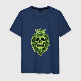 Мужская футболка хлопок с принтом Green Skull в Кировске, 100% хлопок | прямой крой, круглый вырез горловины, длина до линии бедер, слегка спущенное плечо. | death | devil | horror | reggae | skull | демон | дьявол | зло | зомби | призрак | регги | скелет | хоррор | хэллоуин | череп