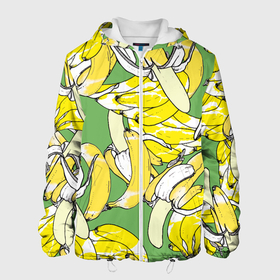 Мужская куртка 3D с принтом Banana pattern   Summer   Food , ткань верха — 100% полиэстер, подклад — флис | прямой крой, подол и капюшон оформлены резинкой с фиксаторами, два кармана без застежек по бокам, один большой потайной карман на груди. Карман на груди застегивается на липучку | Тематика изображения на принте: banana | food | pattern | summer | банан | еда | лето | узор