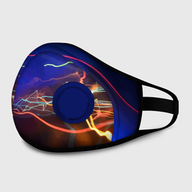 Маска из неопрена с принтом Neon vanguard pattern   Lightning   Fashion 2023 в Смоленске, неопрен 100% | Форма огибающая нос. Резинки для ушей с дополнительной резинкой на затылке. Клапан для выдоха для активного дыхания при занятиях спортом. Эластичный материал маски и окантовки для лучшего растяжения и прилегания маски.  | Тематика изображения на принте: fashion | lightning | neon | pattern | vanguard | авангард | мода | молния | неон | узор