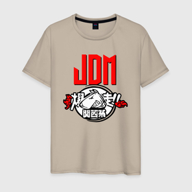 Мужская футболка хлопок с принтом JDM   Bull terrier   Japan в Белгороде, 100% хлопок | прямой крой, круглый вырез горловины, длина до линии бедер, слегка спущенное плечо. | bull terrier | dog | japan | jaw | jdm | style | бультерьер | собака | стиль | япония