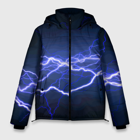 Мужская зимняя куртка 3D с принтом Lightning   Fashion 2025   Neon в Петрозаводске, верх — 100% полиэстер; подкладка — 100% полиэстер; утеплитель — 100% полиэстер | длина ниже бедра, свободный силуэт Оверсайз. Есть воротник-стойка, отстегивающийся капюшон и ветрозащитная планка. 

Боковые карманы с листочкой на кнопках и внутренний карман на молнии. | Тематика изображения на принте: fashion | flash | lightning | neon | вспышка | мода | молния | неон