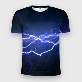 Мужская футболка 3D Slim с принтом Lightning   Fashion 2025   Neon , 100% полиэстер с улучшенными характеристиками | приталенный силуэт, круглая горловина, широкие плечи, сужается к линии бедра | fashion | flash | lightning | neon | вспышка | мода | молния | неон