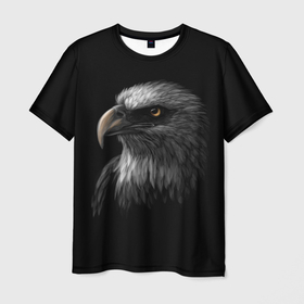 Мужская футболка 3D с принтом Голова хищного орла , 100% полиэфир | прямой крой, круглый вырез горловины, длина до линии бедер | Тематика изображения на принте: голова орла | зоркий глаз | орел | птица | хищник