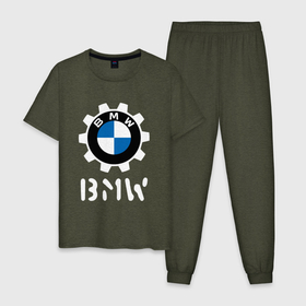 Мужская пижама хлопок с принтом BMW | BMW в Белгороде, 100% хлопок | брюки и футболка прямого кроя, без карманов, на брюках мягкая резинка на поясе и по низу штанин
 | auto | b m w | bmv | bmw | logo | m power | moto | performance | power | series | sport | авто | б м в | бмв | лого | логотип | марка | мото | перфоманс | символ | спорт