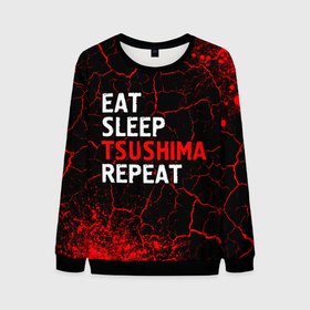 Мужской свитшот 3D с принтом Eat Sleep Tsushima Repeat   Краска в Курске, 100% полиэстер с мягким внутренним слоем | круглый вырез горловины, мягкая резинка на манжетах и поясе, свободная посадка по фигуре | eat sleep tsushima repeat | ghost | logo | tsushima | гост | игра | игры | краска | краски | лого | логотип | призрак | символ | цусима | цусимы