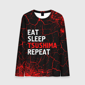 Мужской лонгслив 3D с принтом Eat Sleep Tsushima Repeat   Краска в Тюмени, 100% полиэстер | длинные рукава, круглый вырез горловины, полуприлегающий силуэт | Тематика изображения на принте: eat sleep tsushima repeat | ghost | logo | tsushima | гост | игра | игры | краска | краски | лого | логотип | призрак | символ | цусима | цусимы