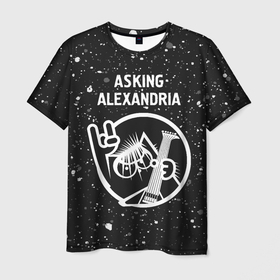 Мужская футболка 3D с принтом Asking Alexandria   КОТ   Краска в Тюмени, 100% полиэфир | прямой крой, круглый вырез горловины, длина до линии бедер | alexandria | asking | asking alexandria | band | metal | paint | rock | александрия | аскинг | брызги | группа | кот | краска | рок