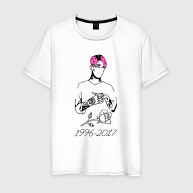 Мужская футболка хлопок с принтом lil peep 1996 2017 в Тюмени, 100% хлопок | прямой крой, круглый вырез горловины, длина до линии бедер, слегка спущенное плечо. | come over when youre sober | lil | lil peep | lil tracy | lilpeep | little | official | peep | rap | star shopping | video