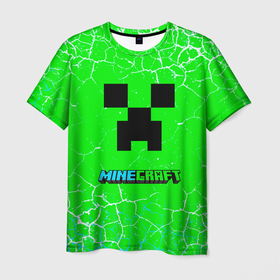 Мужская футболка 3D с принтом minecraft зеленый фон в Тюмени, 100% полиэфир | прямой крой, круглый вырез горловины, длина до линии бедер | craft | game | mine | minecraft | minecraftmemories | pixel | twitter | игра | майнкрафт | маркус перссон | пиксель | ремесло | шахта