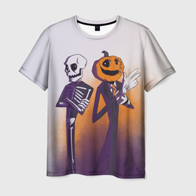 Мужская футболка 3D с принтом Spooky Month. Skid and Pump в Петрозаводске, 100% полиэфир | прямой крой, круглый вырез горловины, длина до линии бедер | pump | skid | spooky dance | spooky month | жуткий месяц | жуткий танец | памп | скид