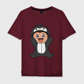 Мужская футболка хлопок Oversize с принтом фил пингвин Обещанный Неверленд в Новосибирске, 100% хлопок | свободный крой, круглый ворот, “спинка” длиннее передней части | yakusoku no neverland | камбэ мамору | обещанный неверленд | сирай кайу | фил пингвин