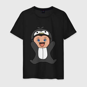 Мужская футболка хлопок с принтом фил пингвин Обещанный Неверленд в Новосибирске, 100% хлопок | прямой крой, круглый вырез горловины, длина до линии бедер, слегка спущенное плечо. | yakusoku no neverland | камбэ мамору | обещанный неверленд | сирай кайу | фил пингвин