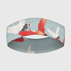 Повязка на голову 3D с принтом Стая журавлей в Курске,  |  | Тематика изображения на принте: журавль | оперение | птица | стая | япония