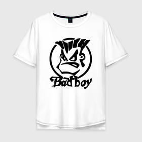 Мужская футболка хлопок Oversize с принтом Bad boy   Hype , 100% хлопок | свободный крой, круглый ворот, “спинка” длиннее передней части | eyes | face | hair | hype | slogan | волосы | глаза | лицо | слоган | хайп