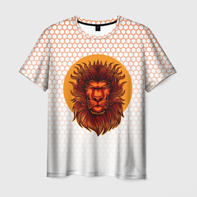 Мужская футболка 3D с принтом Солнечный   лев в Екатеринбурге, 100% полиэфир | прямой крой, круглый вырез горловины, длина до линии бедер | король лев | лев | львенок | львица | солнечный | солнце